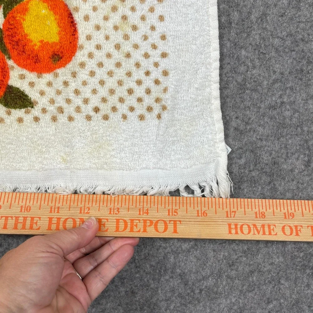 Vintage Town House Kitchen Terry Towel Oranges Polka Dot Fringe MCM 50s USA